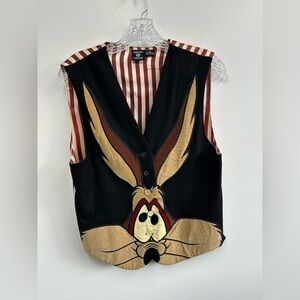 Vintage 90’s Warner Bros. Wild E Coyote Looney Tunes Wool Vest Size M